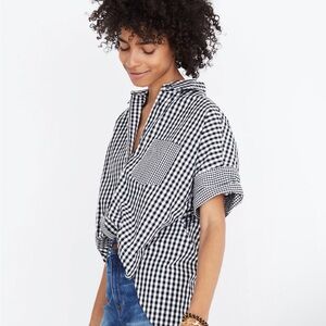 Madewell Black and White Boxy Button Down Shirt